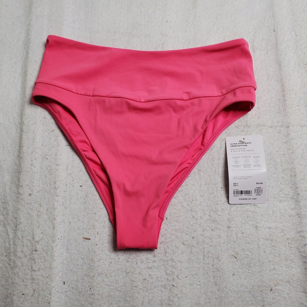 Athleta Women Swim Bottom Pink Ultra High Waist Size  Medium